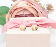 Złote kolczyki p.585/1,01g - żółte i białe złoto    ŁS