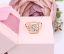 Złoty pierścionek p.585/2,89g - ażurowy front z cyrkoniami   ŁZ