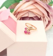 Złoty pierścionek p.585/2,90g - różowe złoto z różowymi kamieniami  ŁZ