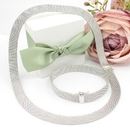 Srebrny komplet p.925/48,83g - naszyjnik i bransoletka   ŁZ