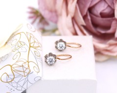 Złote kolczyki p.585/2,10g z cyrkoniami - różowe i białe złoto  ŁZ