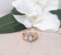 Złoty pierścionek p.585/3,74g  Cyrkonie  al.14