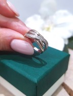 Złoty pierścionek p.585/2,95g  z cyrkoniami  al.14