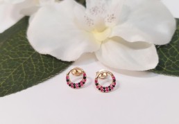 Złote kolczyki p.585/1,30g  Kolorowe kółka al.14