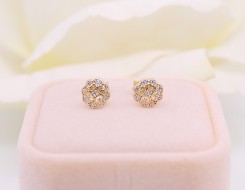 Złote kolczyki p.585/1,28g z cyrkoniami   ŁS