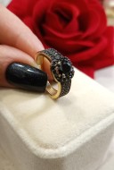 Złoty pierścionek p.585/3,48g czarne cyrkonie  al.14