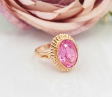 Złoty pierścionek p.585/7,33g z różowym kamieniem - różowe złoto  ŁZ