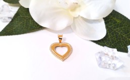 Złota zawieszka p.585/1,97g  Serca z cyrkoniami  al.14