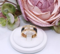 Złoty pierścionek p.585/3,41g z czarnymi cyrkoniami    ŁS