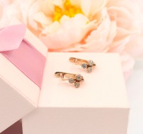 Złote kolczyki p.585/2,82g z cyrkoniami - różowe złoto   ŁZ