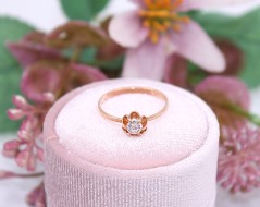 Złoty pierścionek p.585/1,36g z cyrkonią - różowe złoto  ŁS