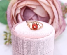 Złoty pierścionek p.585/1,83g z koralem   ŁZ