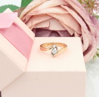 Złoty pierścionek p.585/3,03g - żółte i białe złoto z cyrkonią    ŁZ