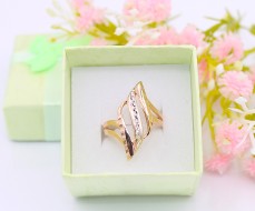 Złoty pierścionek p.585/2,54g - żółte i białe złoto  ŁS