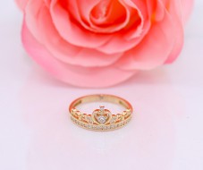 Złoty pierścionek p.585/2,15g - korona z cyrkoniami   ŁS