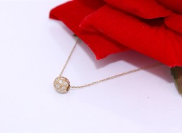 Złoty łańcuszek p.585/2,08g z kuleczką i cyrkoniami    ŁZ