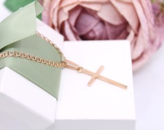 Złota zawieszka p.585/1,52g - Krzyż - różowe złoto   ŁZ