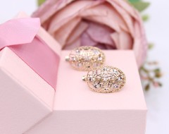 Złote kolczyki p.585/3,95g - ażurowy front - żółte i białe złoto   ŁZ