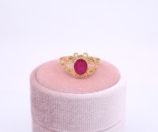 Złoty pierścionek p.585/2,85g z różowym kamieniem   ŁZ