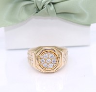 Złoty sygnet p.750/18,58g z cyrkoniami   ŁZ