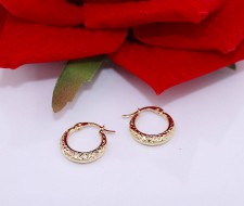 Złote kolczyki p.585/1,17g koła z grawerowanym frontem  ŁS