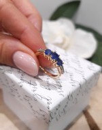 Złoty pierścionek z Szafirami i cyrkoniami 2,06g/p.375  al.8