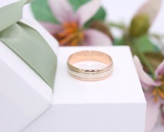 Złota obrączka p.585/3,62g - różowe i białe złoto   ŁZ