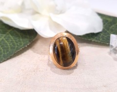 Złoty pierścionek p.585/6,82g Tygrysie Oko   al.14