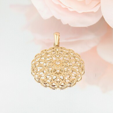 Złota zawieszka p.585/3,09g - ażurowa z cyrkoniami 
