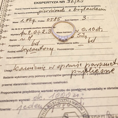 Złoty pierścionek p.585/1,87g PL