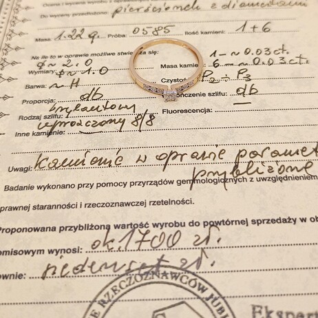 Złoty pierścionek p.585/1,22g PL