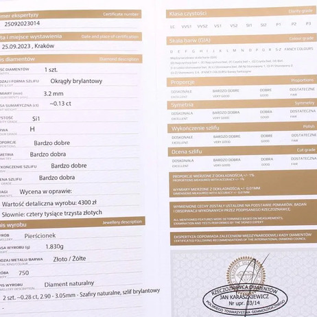 Złoty pierścionek p.750/1,83g