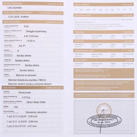 Złoty pierścionek p.750/3,21g