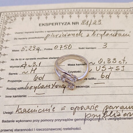 Złoty pierścionek p.750/5,23g PL
