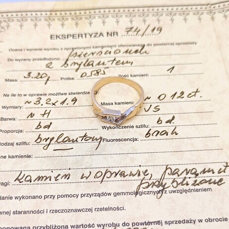 Złoty pierścionek p.585/3,20g PL