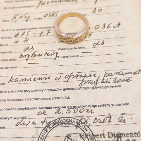 Złoty pierścionek p.585/5,15g PL